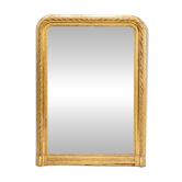 19th-century patinated mirror with a ribbon-style frame