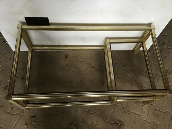 Table vintage 70 alu chromée et dorée