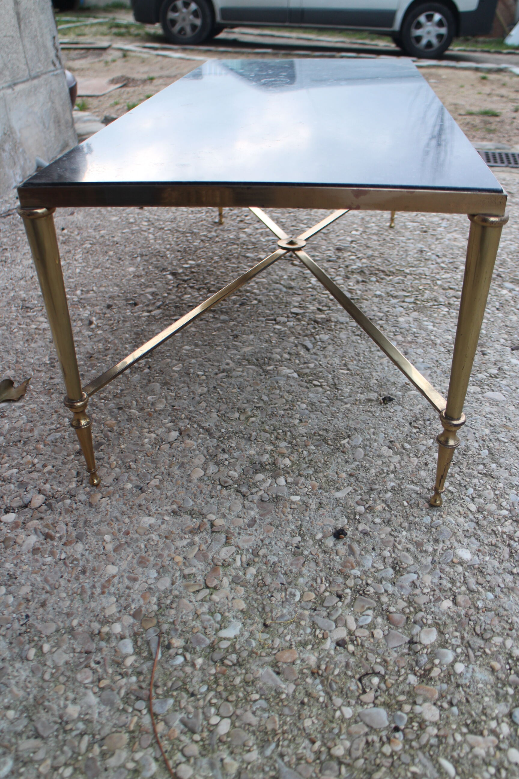 Brass and marble coffee table