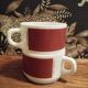Set of 5 brown/white Negresco coffee cups, in opal glass from Arcopal, 1970