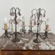 pair of chandeliers, lamp, silver-plated metal, crystal, tassels, florets, pendant, rosettes