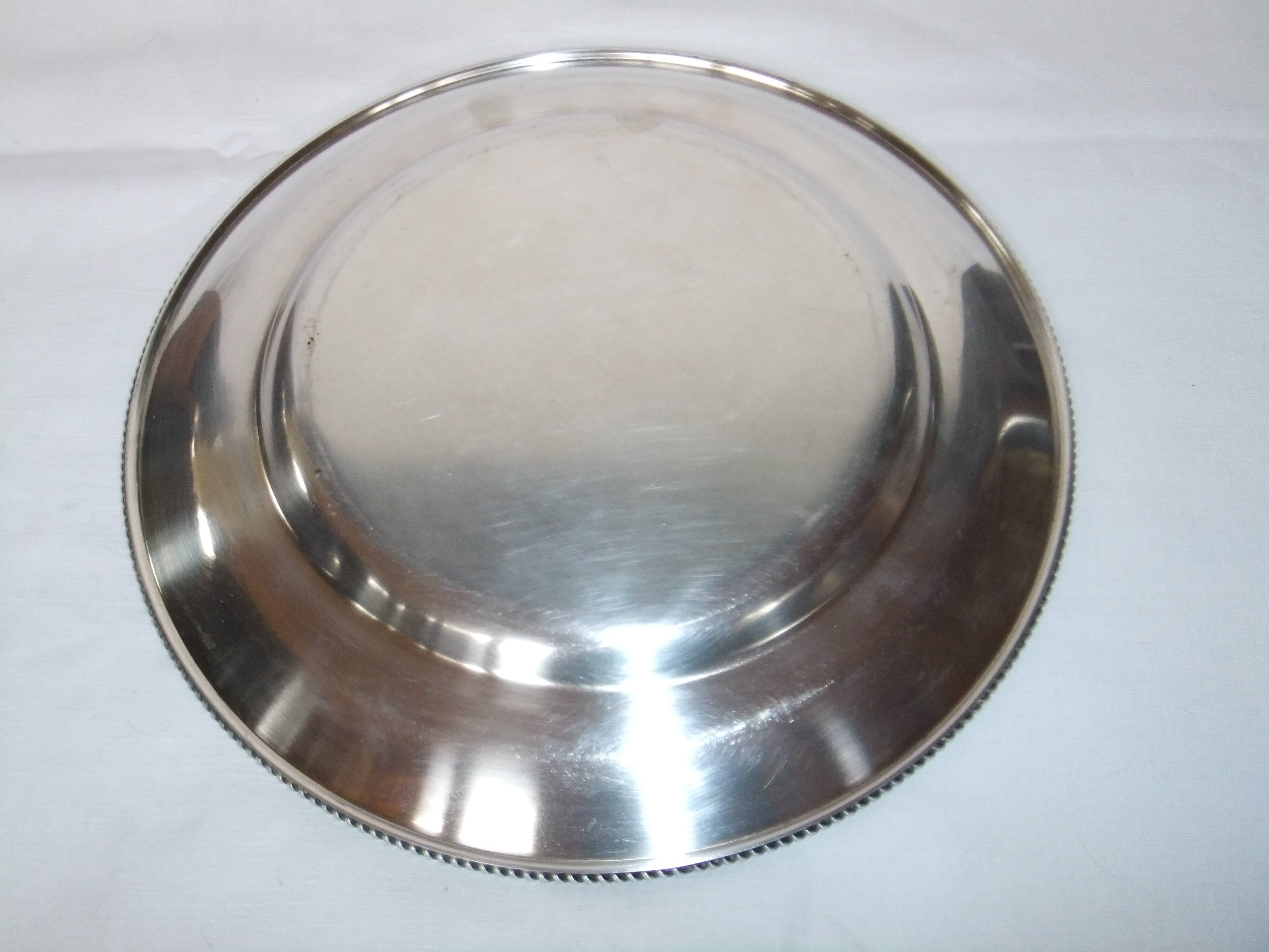 Round table service table tray Silver metal punch WMF