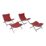 Pair of armchairs and ottomans designed attributed by Antonio Citterio, Italy 1980s