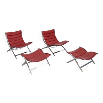 Paire de fauteuils et poufs conçus par Antonio Citterio, Italie années 1980