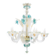 Venetian Murano Glass 6-Light Chandelier in White and Blue