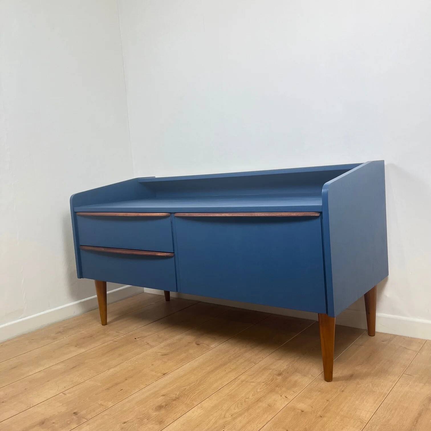 Low buffet / TV unit in midnight blue and wood, 1960