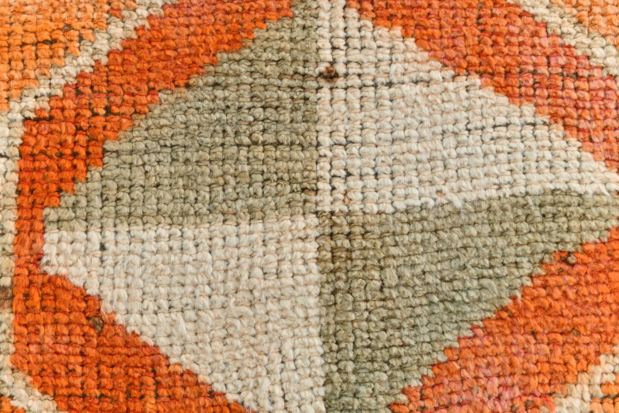 Tapis runner vintage berbère, motifs géométriques orange violet, 74x307Cm