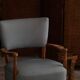 Modern Danish, curved oak chaise longue, attributed to Viggo Boesen, 1950s