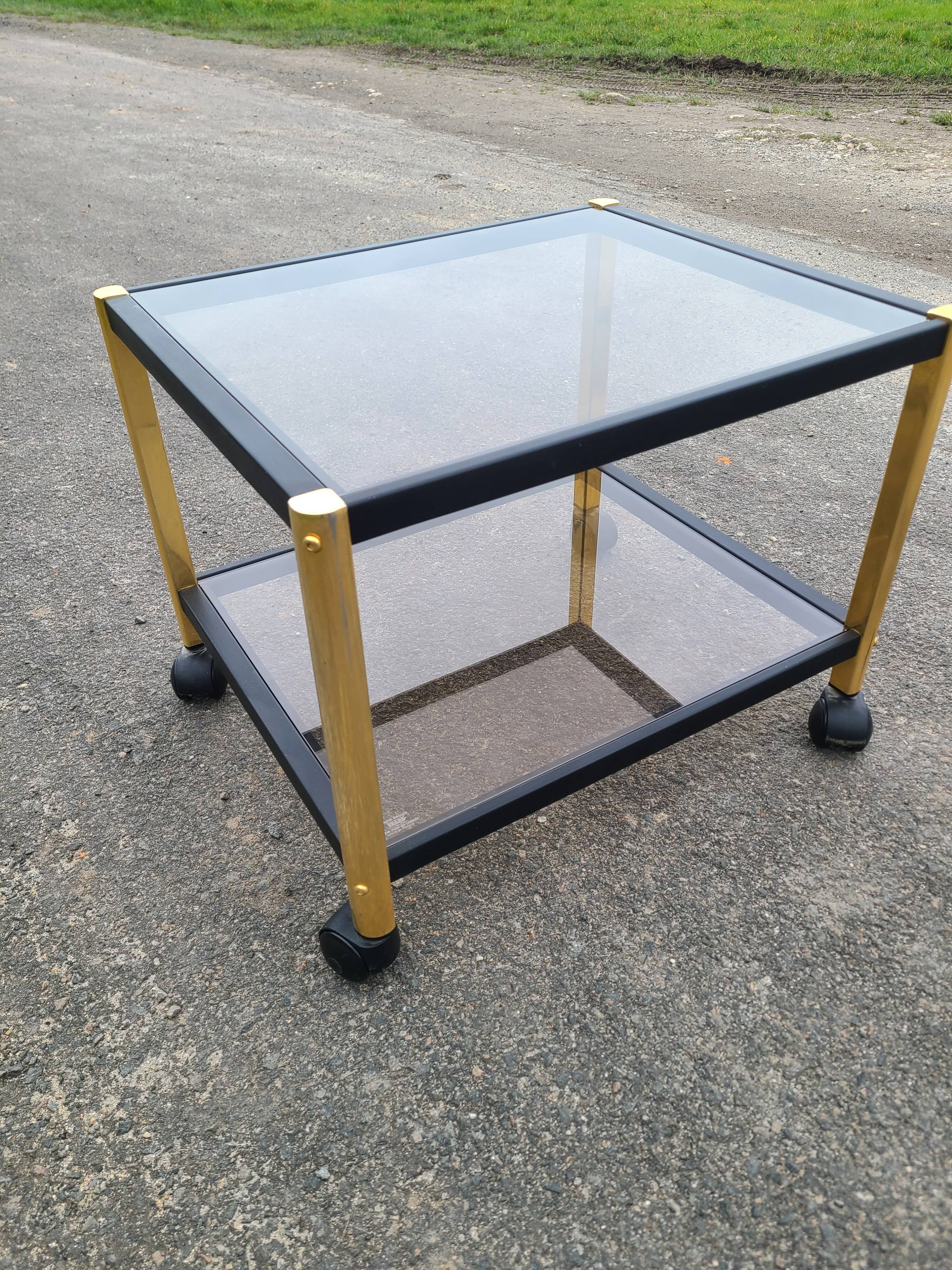 Coffee table golden black and Erard smoked glass