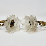 2 19th Century Gilt Bronze Wall Sconces with Molded Glass Globes in the Shape of