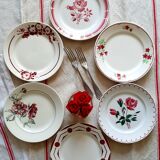 Assiettes plates dépareillées