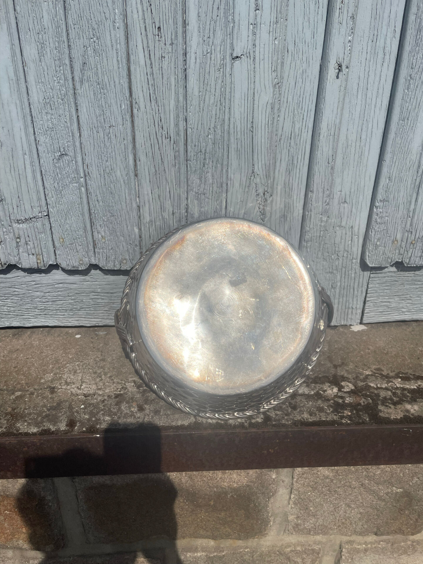 Vintage French Silver Plated Dimpled Basket
