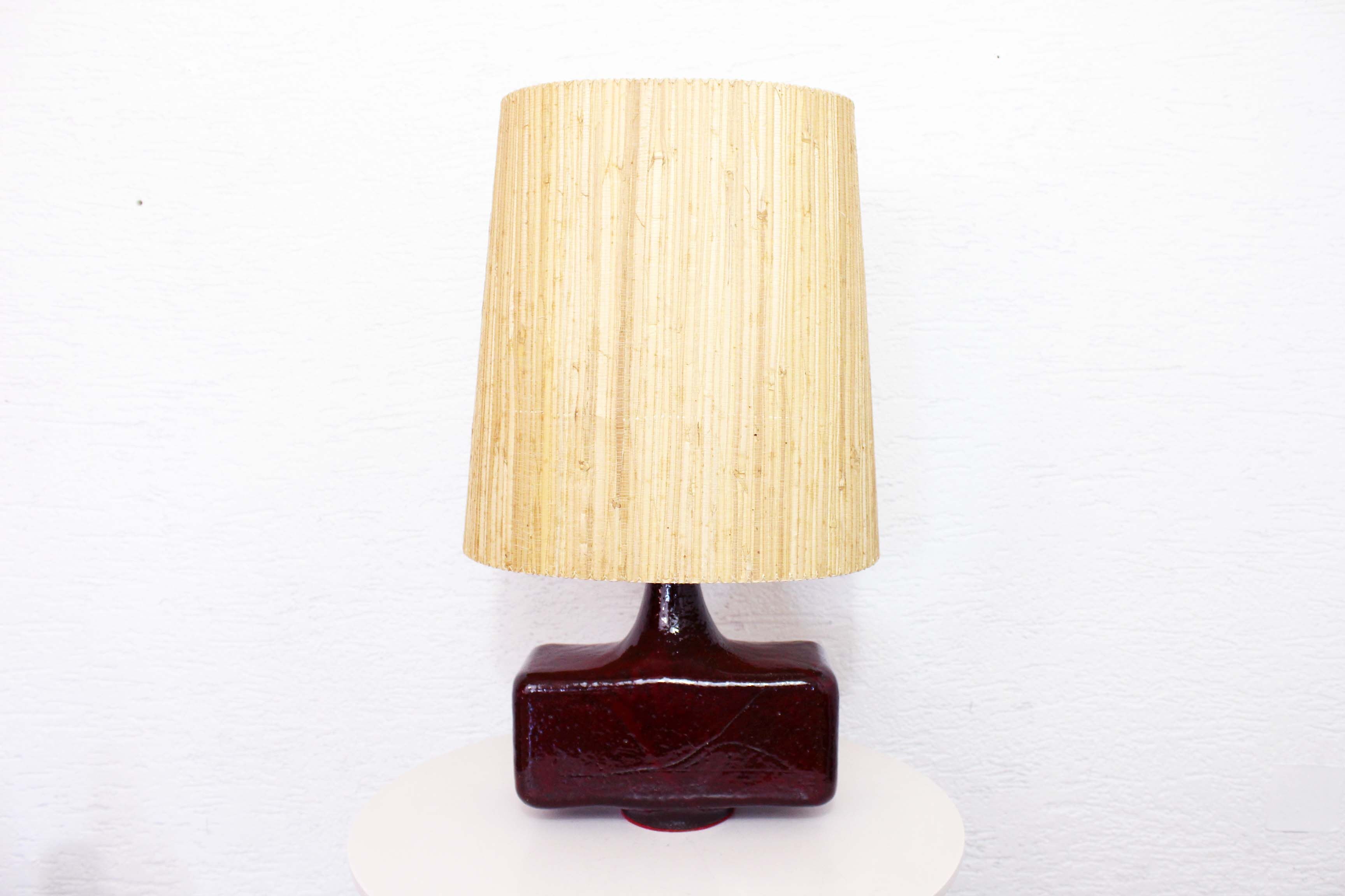 Beautiful ceramic table lamp and 60s straw