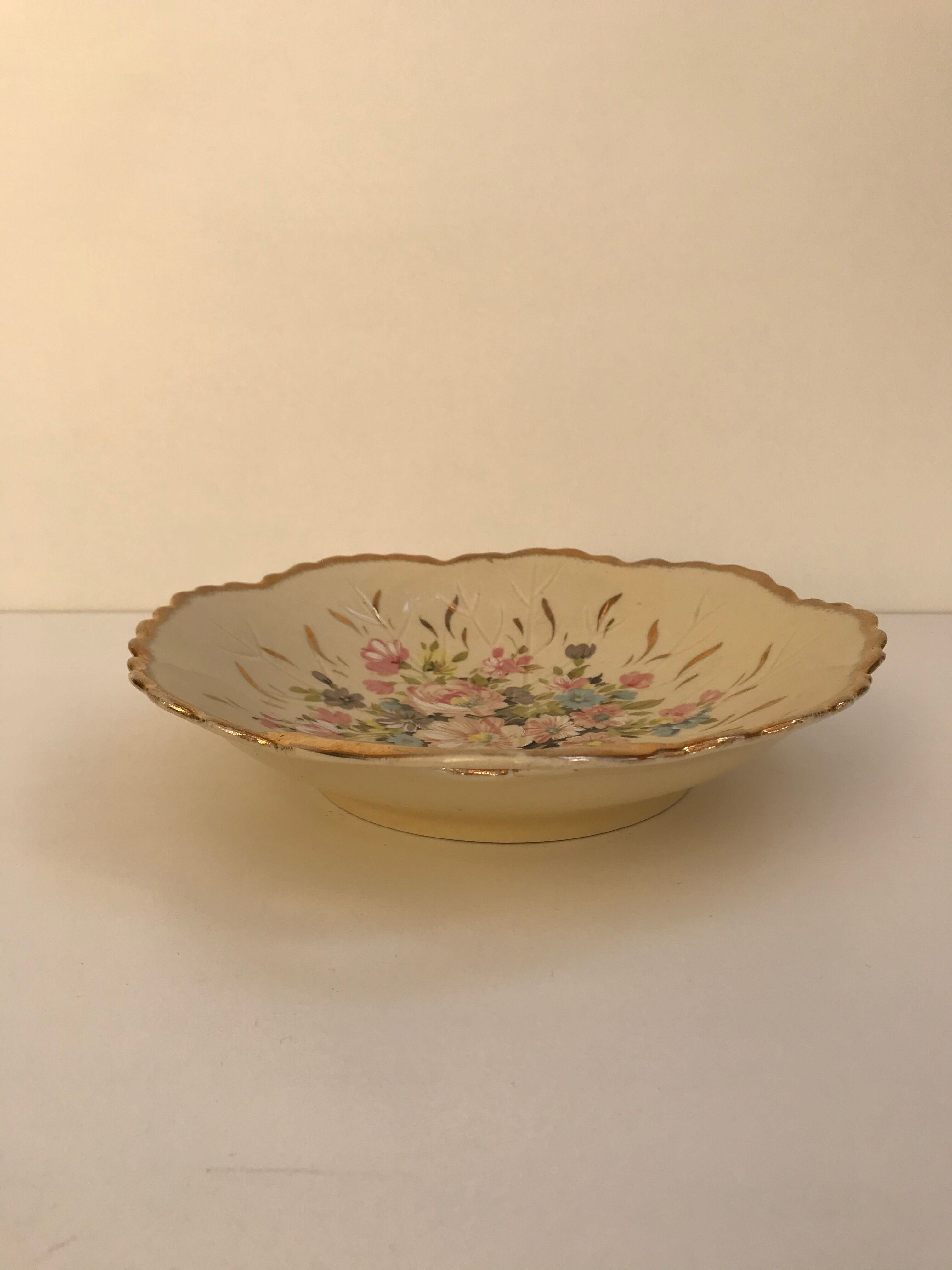 Vintage porcelain and enamel fruit bowl