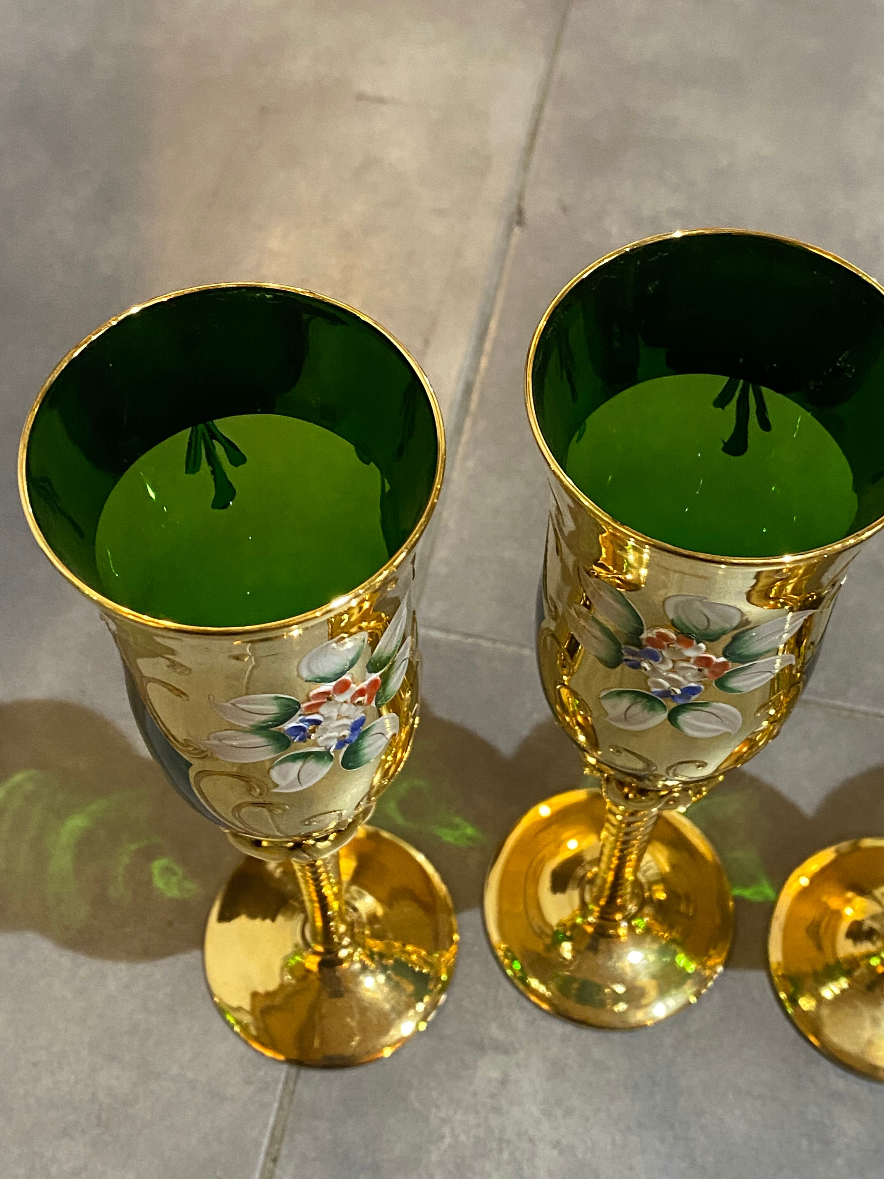 6 Murano champagne flutes