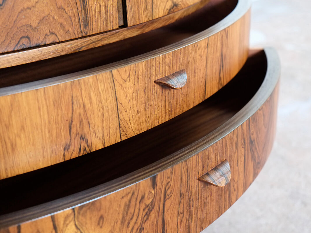 Compact danish corner cabinet in rosewood