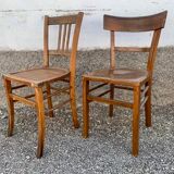 Lot de 16 anciennes chaises bistrot art deco des annees 1930 en bois clair