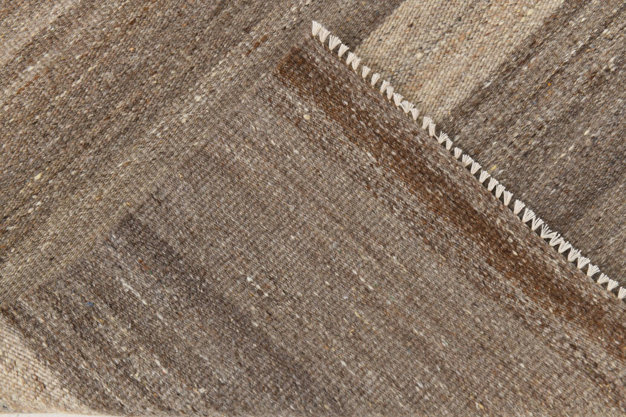 Striped Pattern Brown Vintage Kilim Rug, 225x309Cm