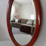 Antique oval mirror with bevelled glass