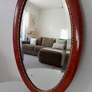 Antique oval mirror with bevelled glass