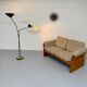 Old sofa in solid elm and vintage 80s design fabric Seltz France