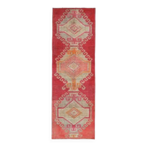 1970s Vintage Turkish Hand-Knotted Wool Cotton Pink Runner Rug 98x310