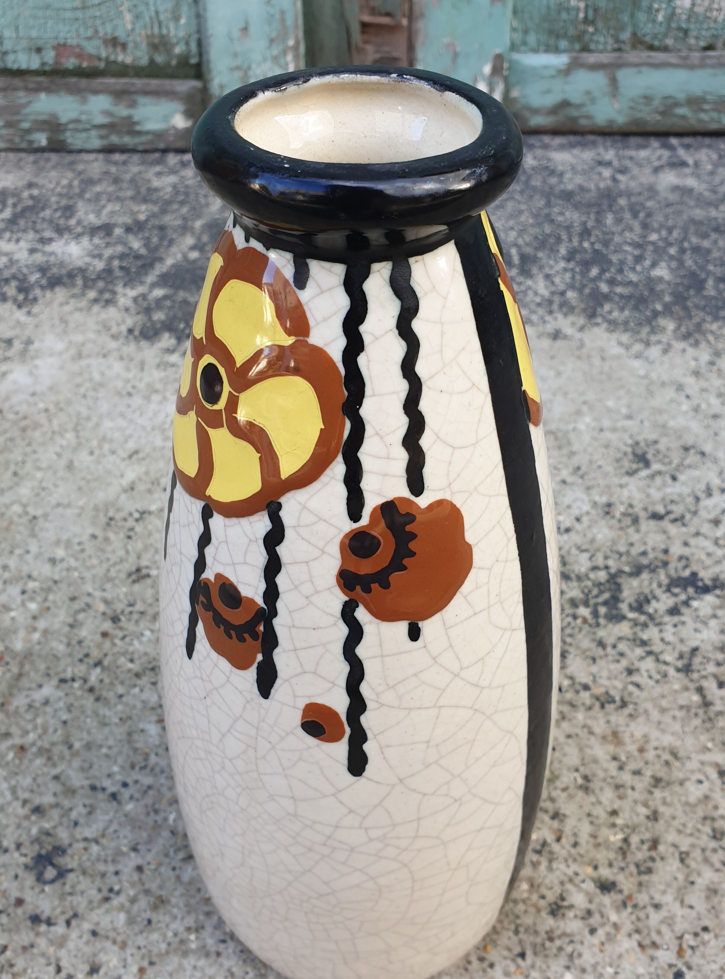 Art Deco cracked ceramic vase