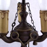 Antique Florentine 3 Light Oil Lamp with Tools Mounted in Electric Lamp 4306