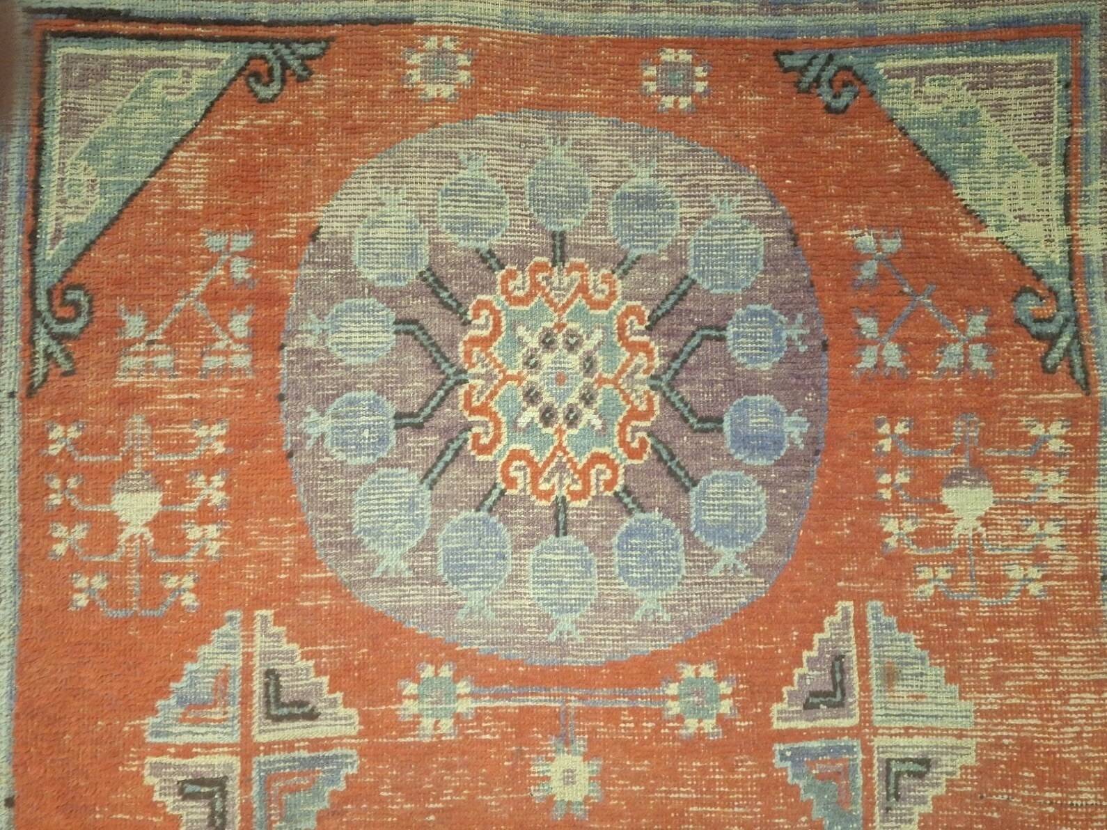 Antique Khotan rug Uyghur East Turkestan 1910