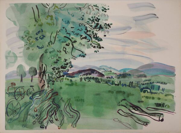 Raoul DUFY : Vue de l’arbre sur les plaines, Lithographie