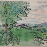 Raoul DUFY: View of the tree on the plains, Lithograph