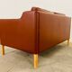 Vintage danish mid century stouby dark cognac leather 2 seater sofa