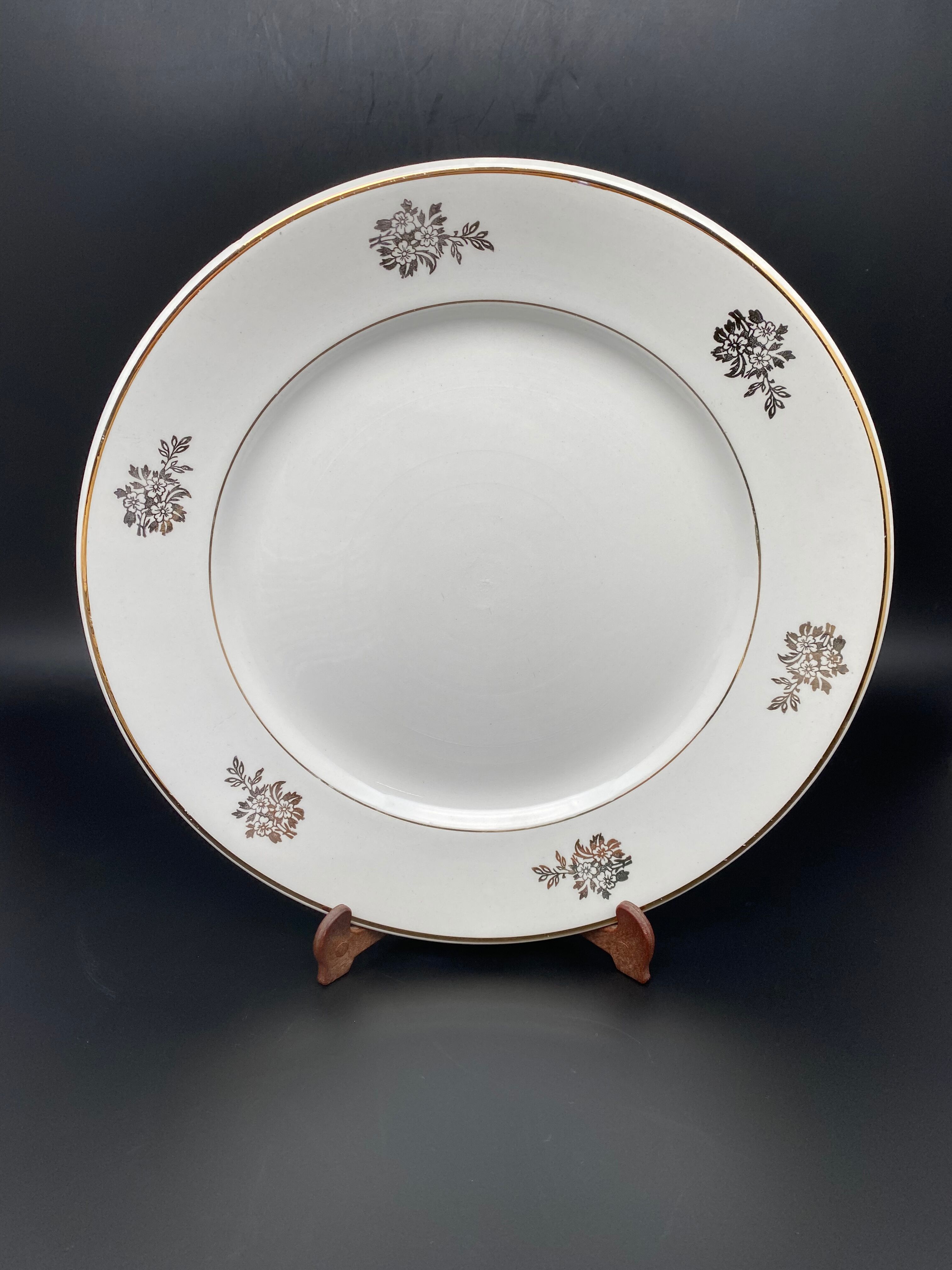 Plates with flowers and silver edging