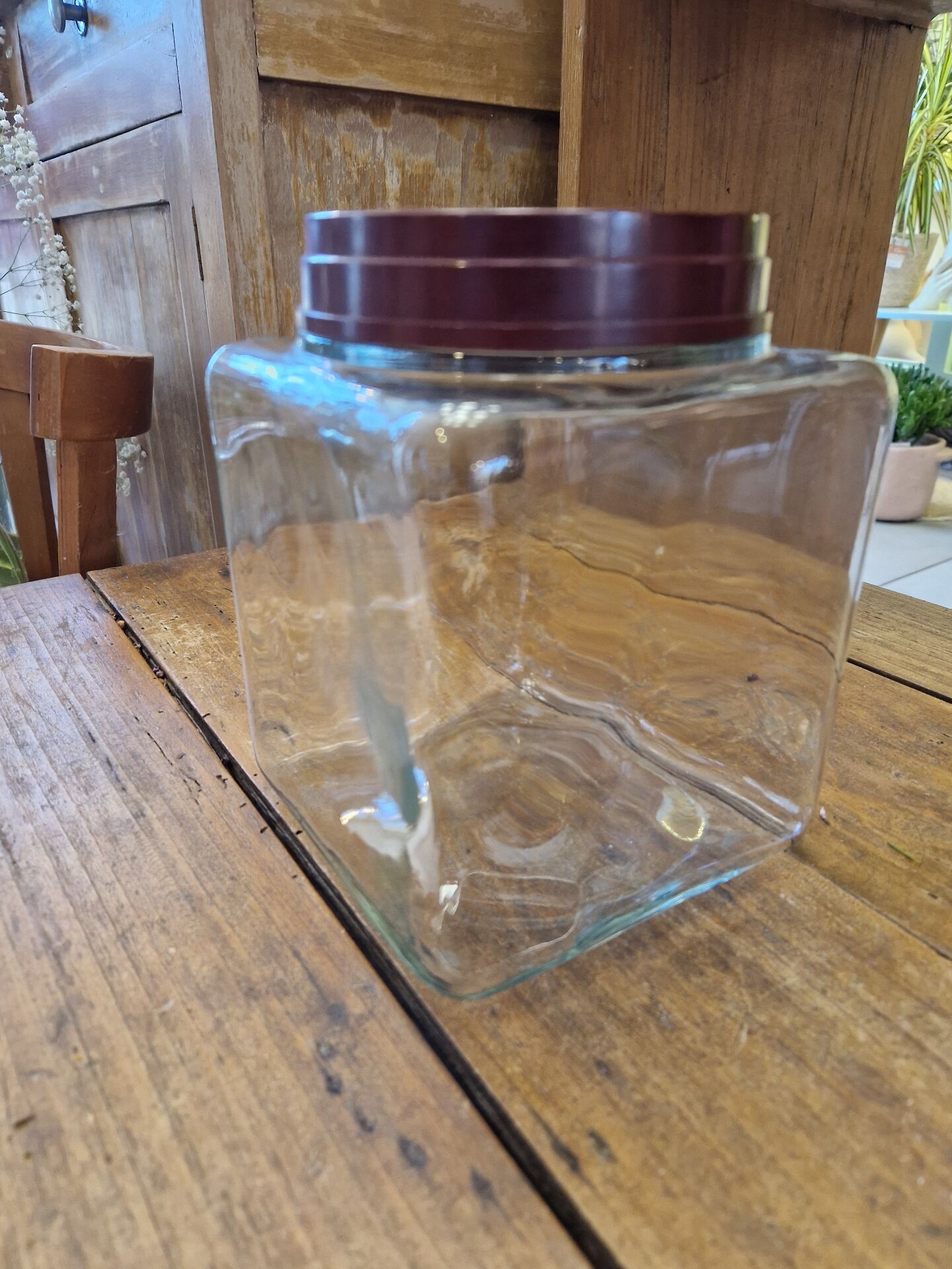 Ancient moulded glass jar with bakelite lid 20th century