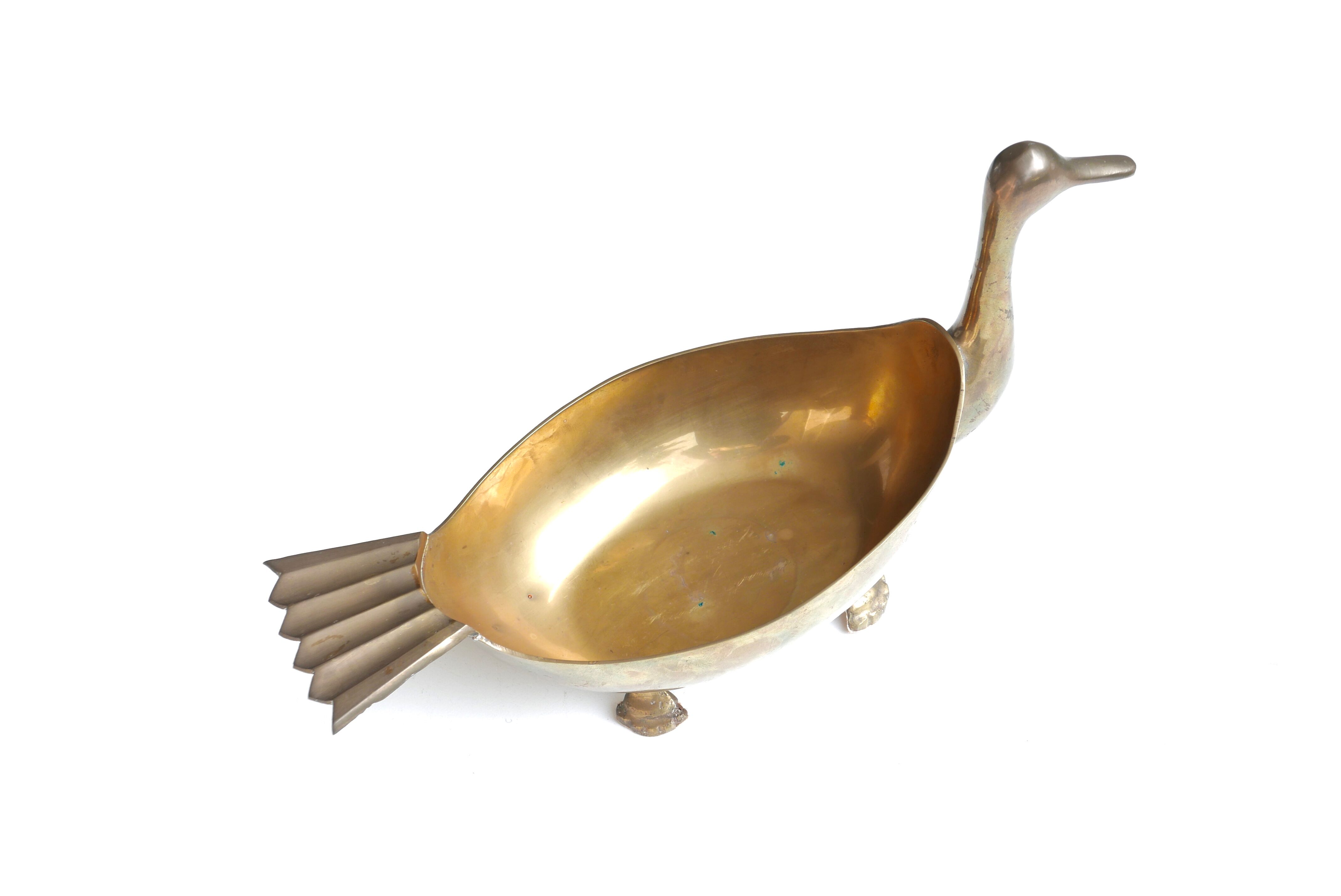 Trinket bowl bird in brass, years 60