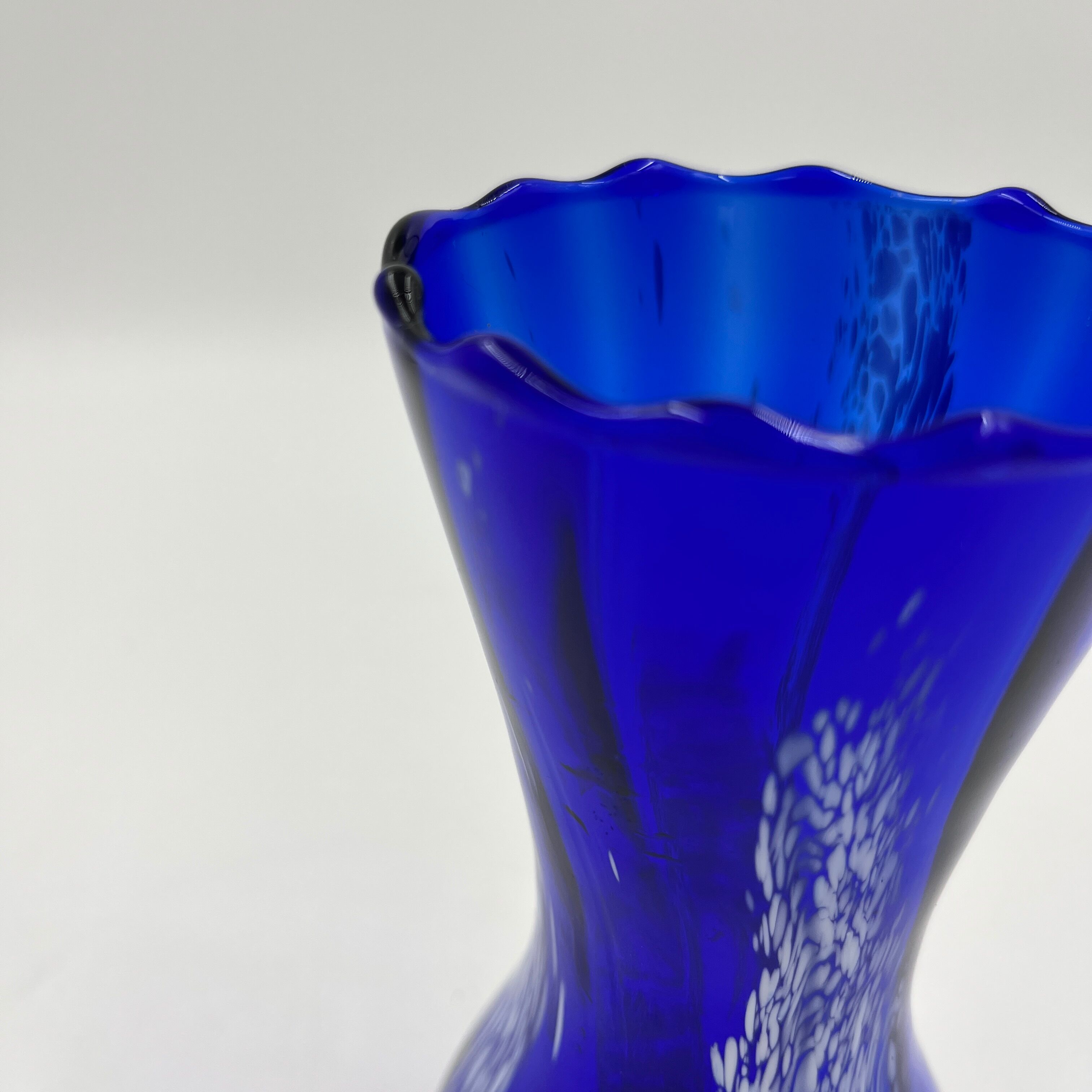 Blue and white glass vase