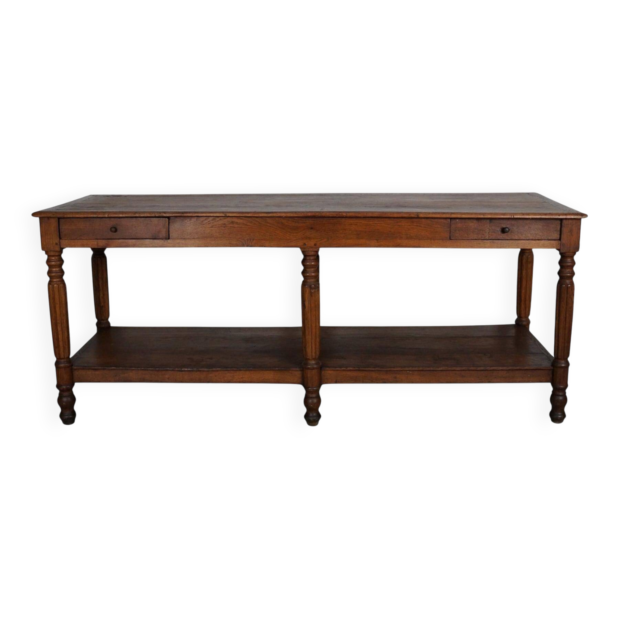 Antique oak 19th century French rustic console / drapers or side table