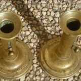 Pair of candlesticks a push brass