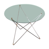 Florent Lasbleiz vintage coffee table in glass and metal