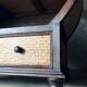 Vintage round cabinet in rattan and acacia