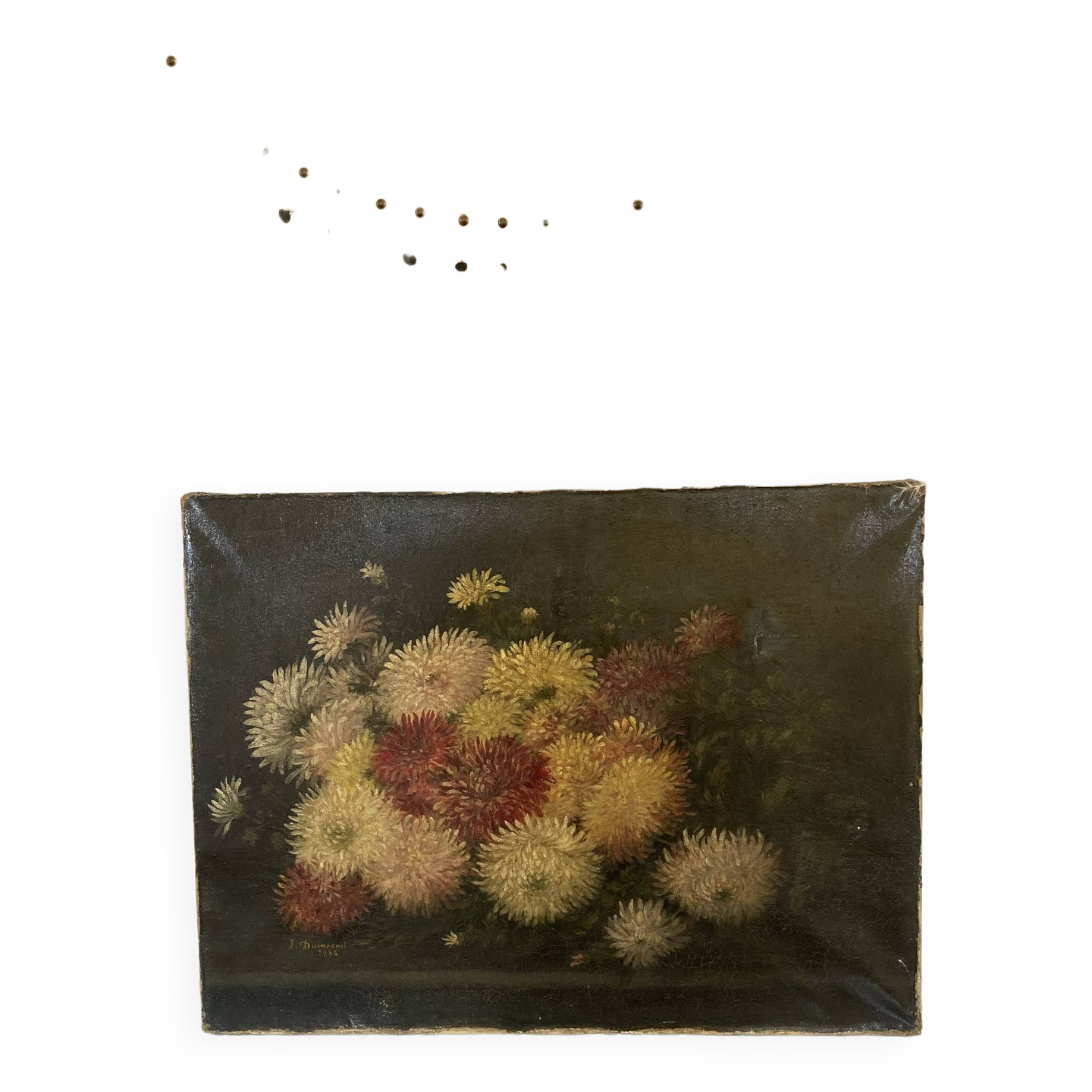 Oil on canvas 19th century bouquet of flowers