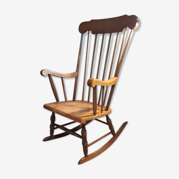 Rocking-chair brun et bois naturel 1970