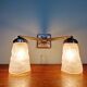 Art Deco double wall light in nickel-plated bronze, Lustrerie Bruxelloise, 1920-30
