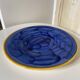 Large Vintage Blue Plate Greek Mediterranean Style - hand painted