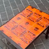 Céramique Capron Vallauris orange et noire - table basse