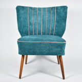 Cocktail vintage armchair, 60s, turquoise with pink edge, restored