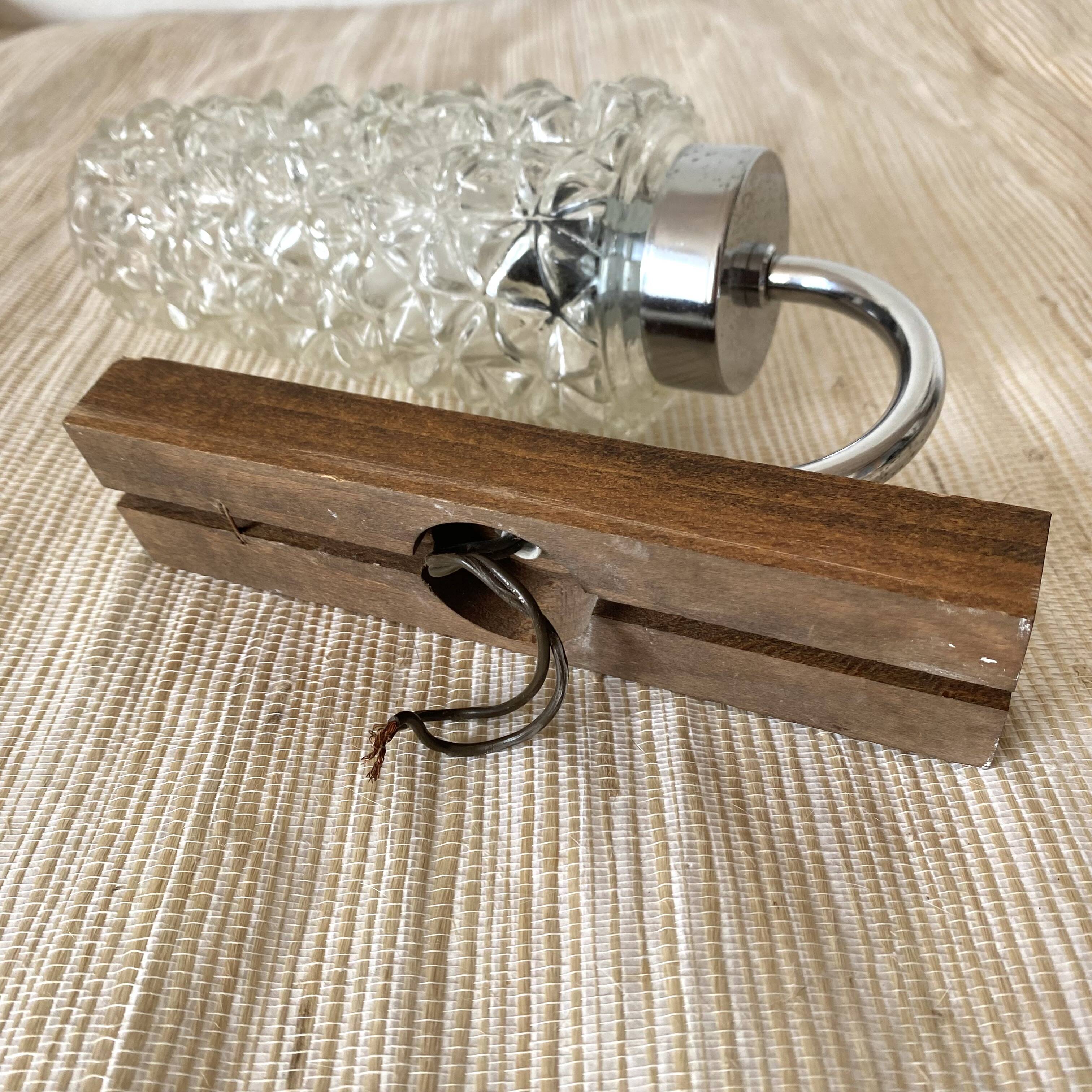 Wooden and glass wall light from the 60s-70s