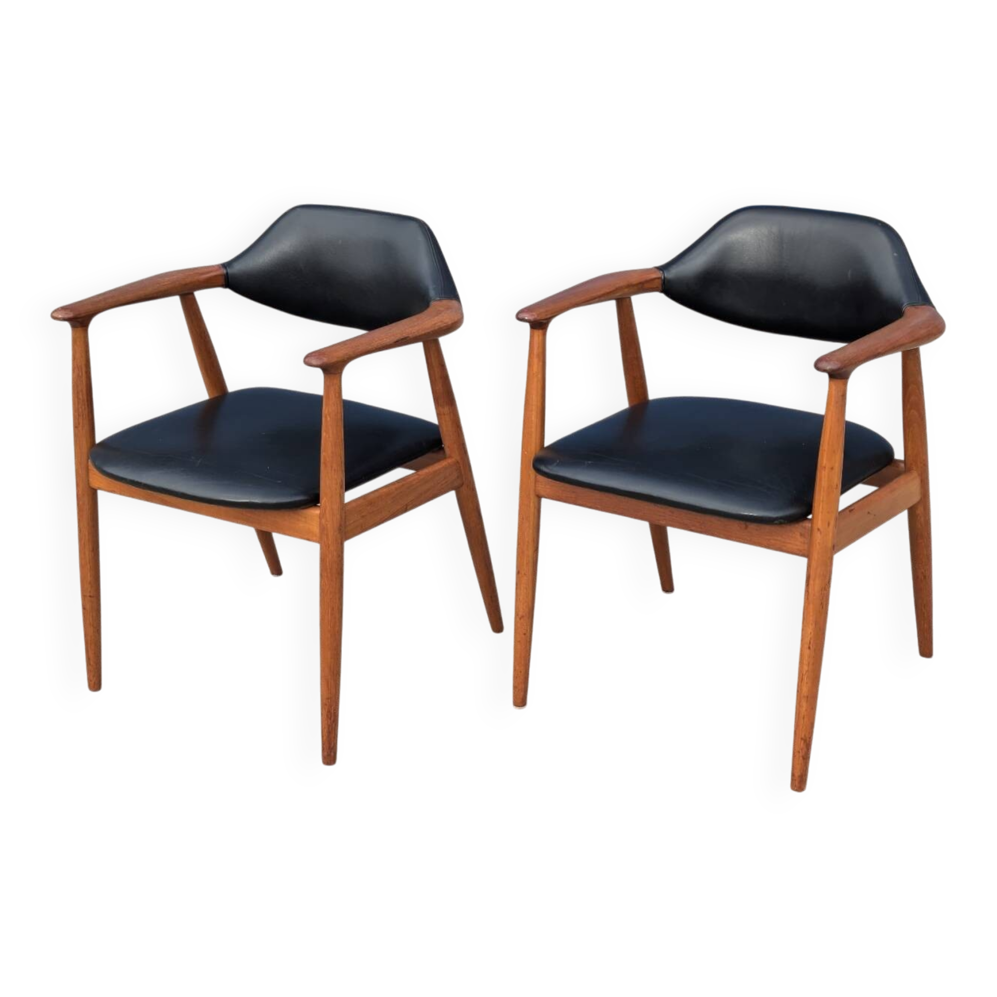 Pair of vintage Scandinavian teak chairs/armchairs - Kai Kristiansen style