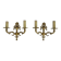 Pair of two-armed fire pot wall lights in gilded bronze.