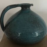 Ball-shaped vase in blue enamelled stoneware by Gérard HOFFMANN